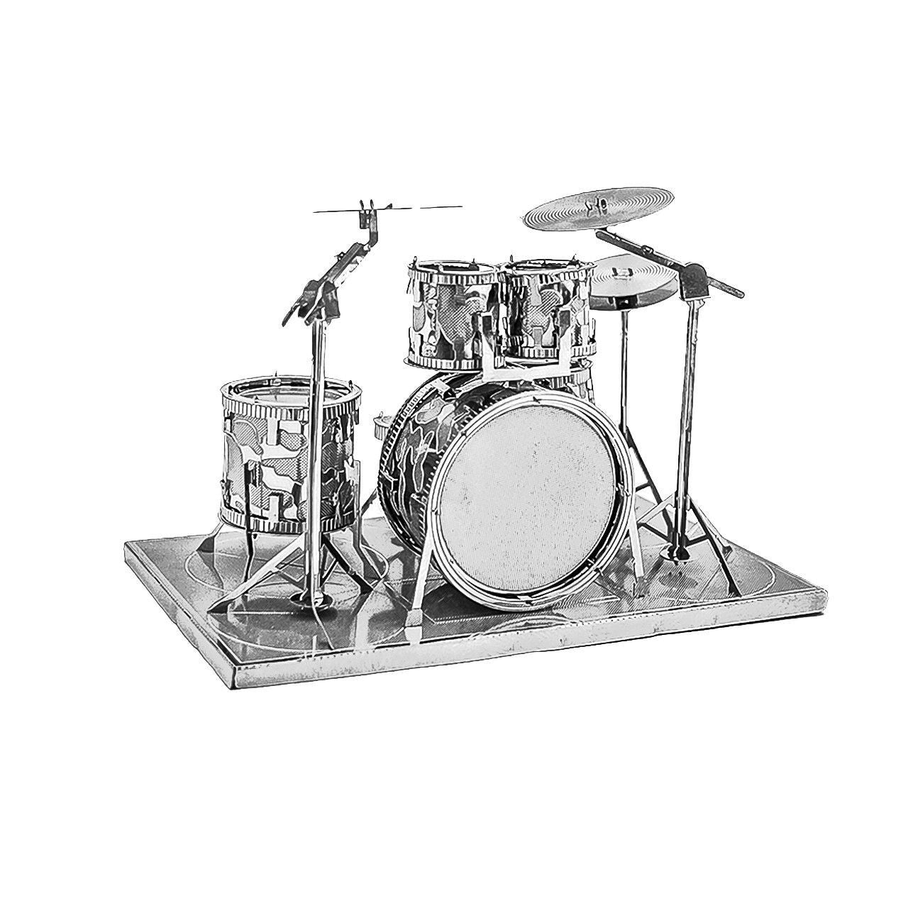 3D Metal Puzzle Drum Set Model - DIY Miniature Musical Instrument Craft Kit, Creative Desk Decor & Gift for Musicians