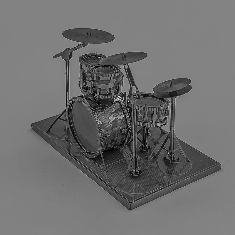 3D Metal Puzzle Drum Set Model - DIY Miniature Musical Instrument Craft Kit, Creative Desk Decor & Gift for Musicians