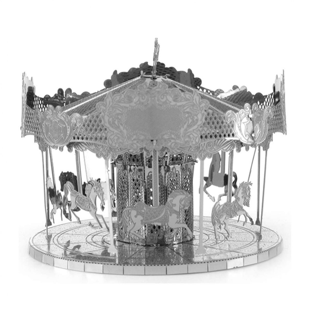 3D Metal Puzzle Carousel Model - DIY Miniature Craft Kit, Creative Desk Decor & Educational Toy Gift