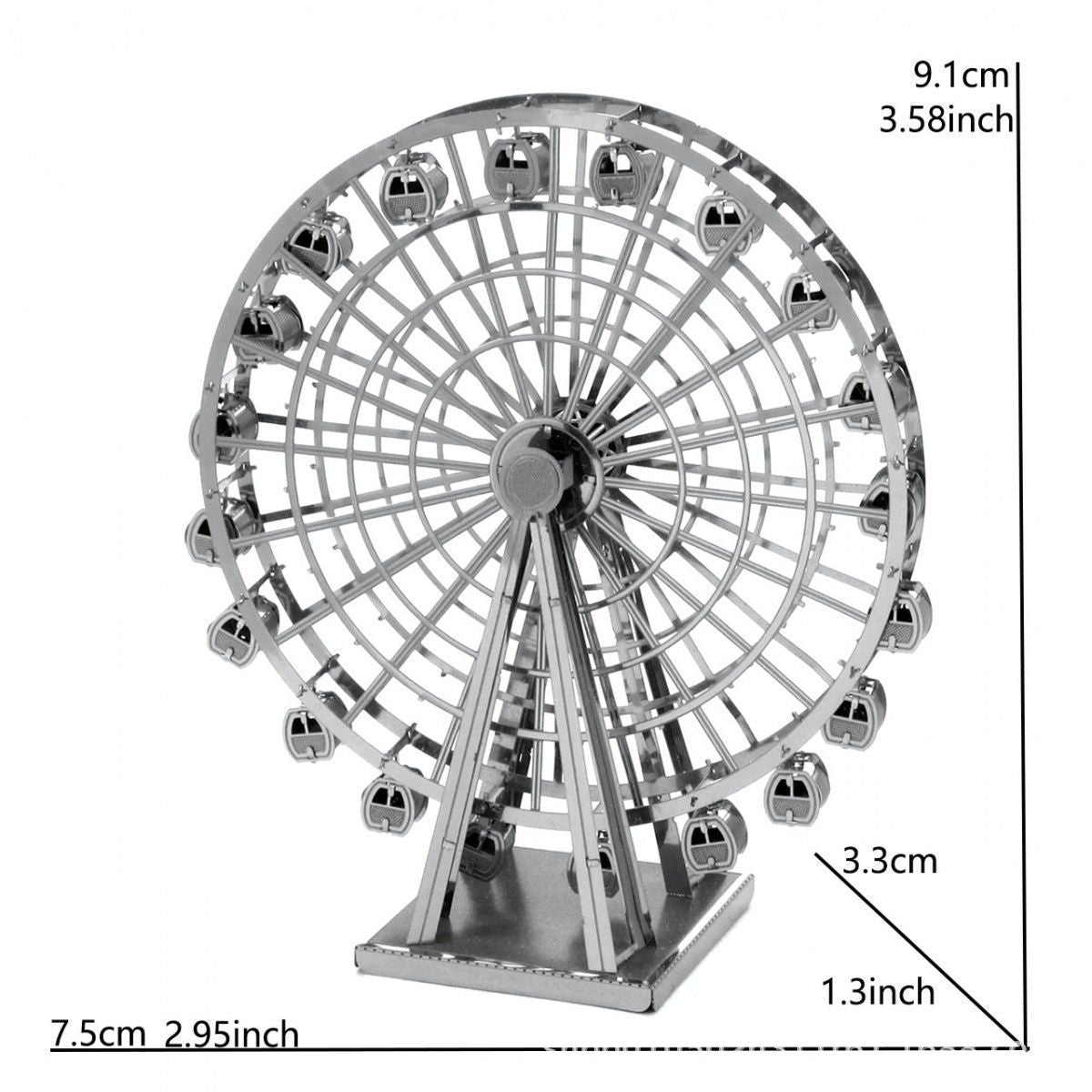 3D Metal Puzzle Ferris Wheel Model - DIY Miniature Amusement Park Craft Kit, Creative Desk Decor & Educational Toy Gift