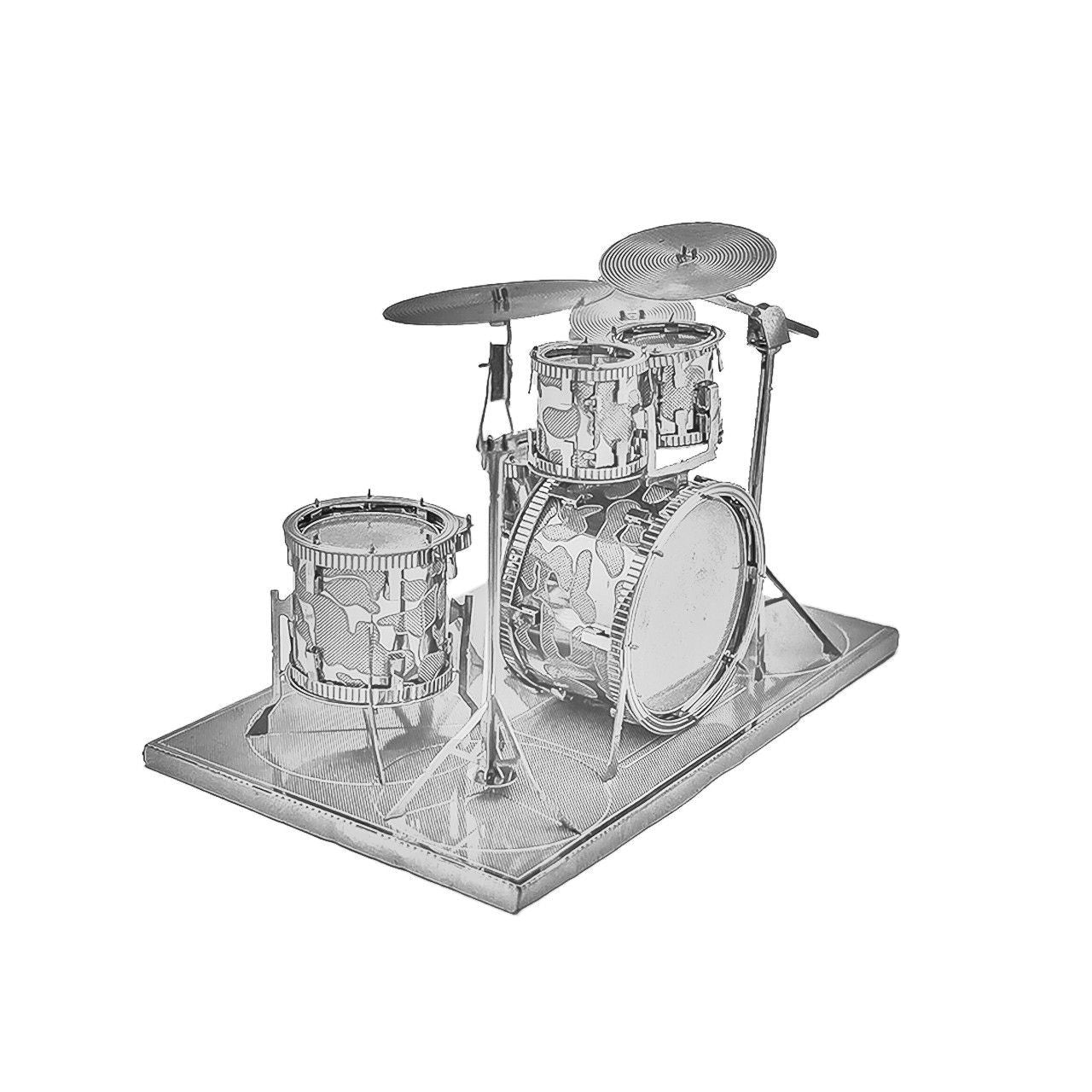 3D Metal Puzzle Drum Set Model - DIY Miniature Musical Instrument Craft Kit, Creative Desk Decor & Gift for Musicians
