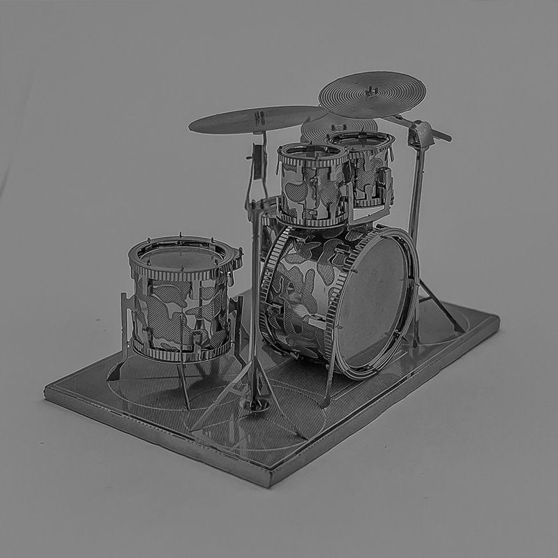 3D Metal Puzzle Drum Set Model - DIY Miniature Musical Instrument Craft Kit, Creative Desk Decor & Gift for Musicians