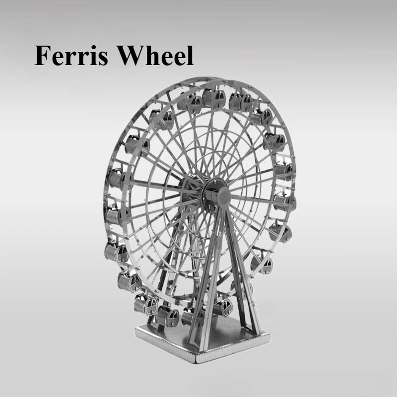 3D Metal Puzzle Ferris Wheel Model - DIY Miniature Amusement Park Craft Kit, Creative Desk Decor & Educational Toy Gift